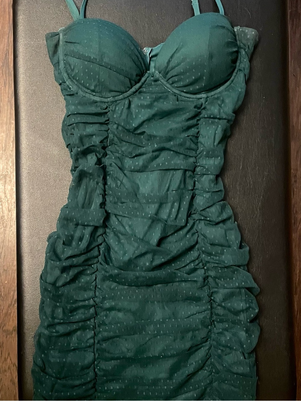 Windsor Emerald Green Ruched Bodycon Mini Dress with Bra Padding